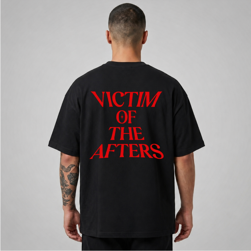Oversize Premium T-Shirt Victim Of The Afters - Siyah